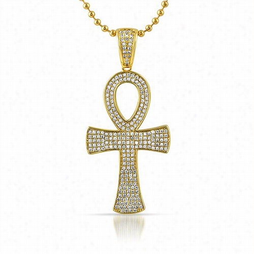 Gold Egyptian Ankh  Cross Bling Bling Pe Ndant