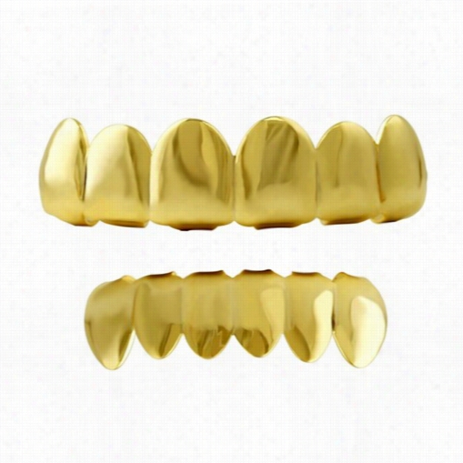 Gold Grillz Shiny Top &b Ottom Teeth Combo