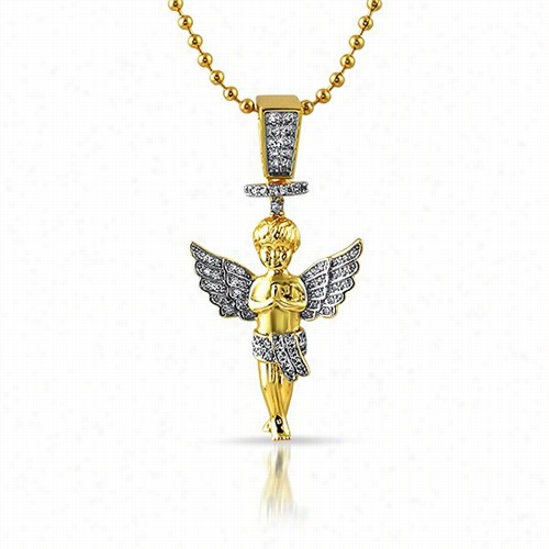 Gold Halo Angel Micro Hip Hop Pendant