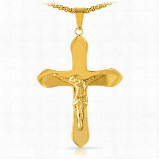 Gold Jesus Crucifix Pendant Stianless Steel