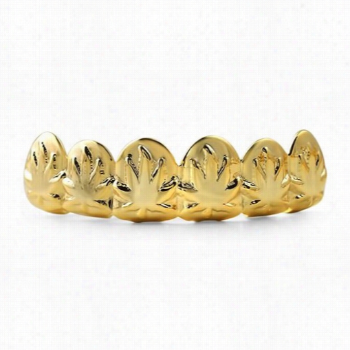 Gold Marijuana Leaf Pot Grillz