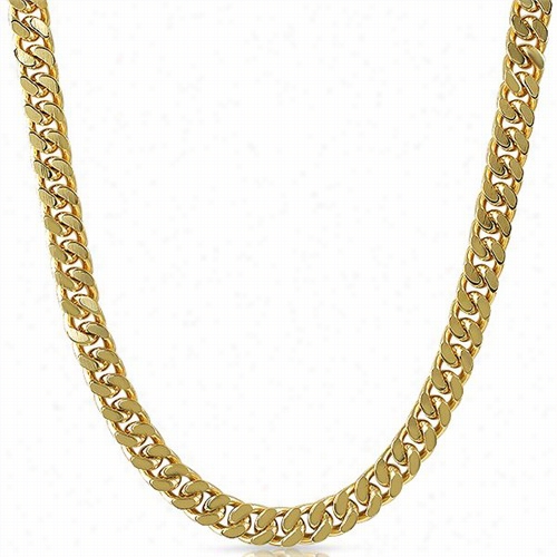 Gold Plated Cuban Box Chain Necklace 8mm