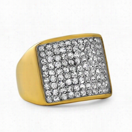 Gold Stainless Steel Claasisc Bling Bling Ring