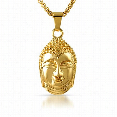 Gold Thai Buddha Pendant Stainless Armor