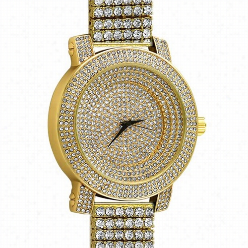 Ice Stadium Custom Gold Bling Bling Watch 6 Row Band