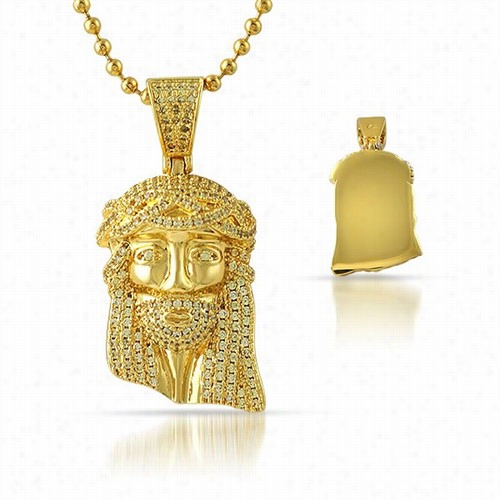 Iced Out Lemonade Gold Micro Jesus Pendant