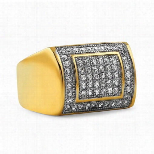 Iced Out Ring Gold Stainless Steel Cz Quality Bling