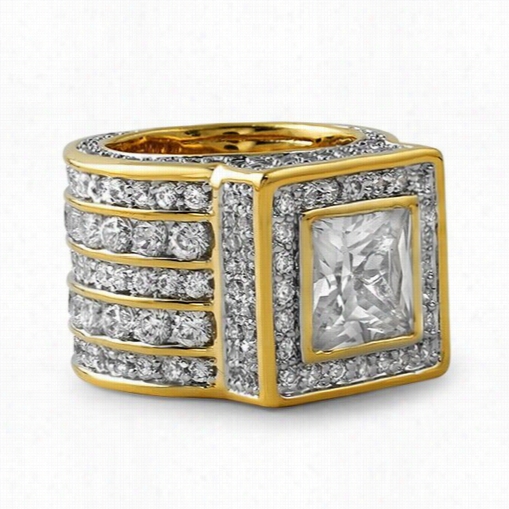 Iced Revealed Ring Square Gold President