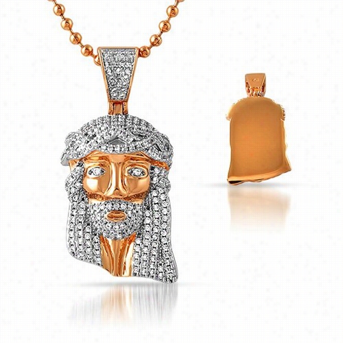 Iced Out Rose Gold Micro Jeaus Pendant S Olid