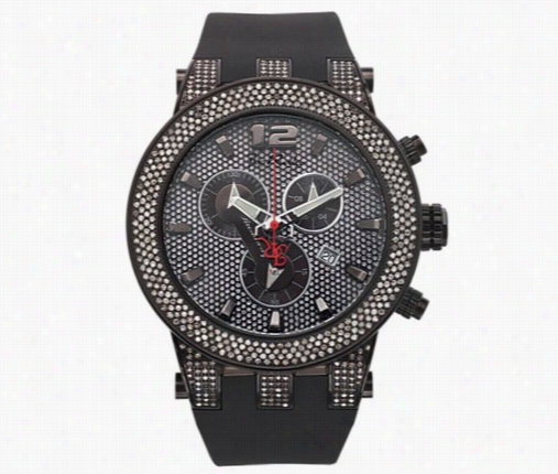 Joe Rodeo Broadwyblack Watch 5.00ct White Diamonds Rubber Band