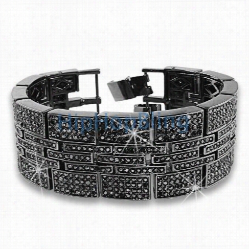 Jumbo Multi Ice Link Black Bling Bling Bracelet