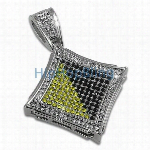 Kite Black Abd Yellow Exotic Rhodium Bling Bling Pendant