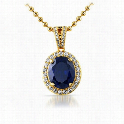 Lab Made  Sapphire Gem Oval Cu T Pendant