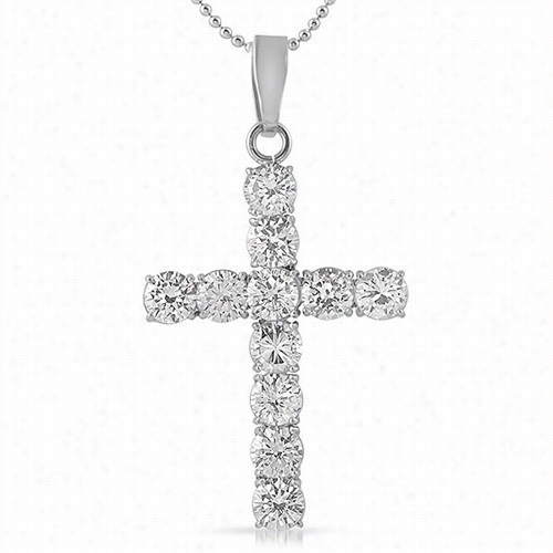 Large 8mm Cz Bling Bling Cross Stainless Steel