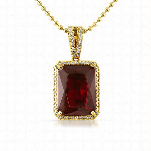 Large Lab Ruby  Rectangle Gem Bling Bing Peendant