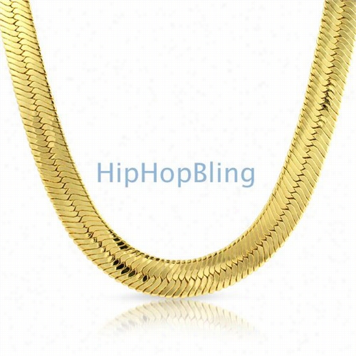 Mann Gold Herirngbone Chain Plated Ujmbo 4mm Wide