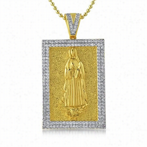 Mry Christian Gold Block Cz Medallion