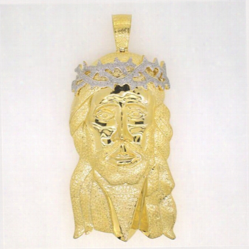 Massive 2.00 Carat Diamond Vermeil Gold Jesus Piece .925 Silver