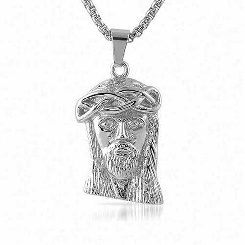 Micro Jesus Pendant Stainless Steel Solid Back