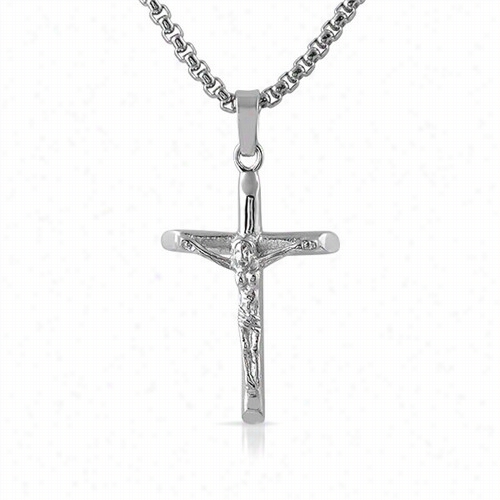 Micro Roundd Crucifix Cross Stainless Steel Pendant