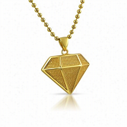 Mini Diamond Shape Gold .925 Sterl Ing Silver Pendant