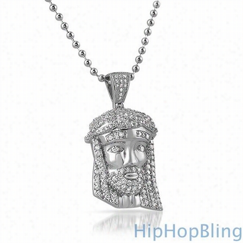 Mini  Jesus Piece Pendant .925 St Erling White