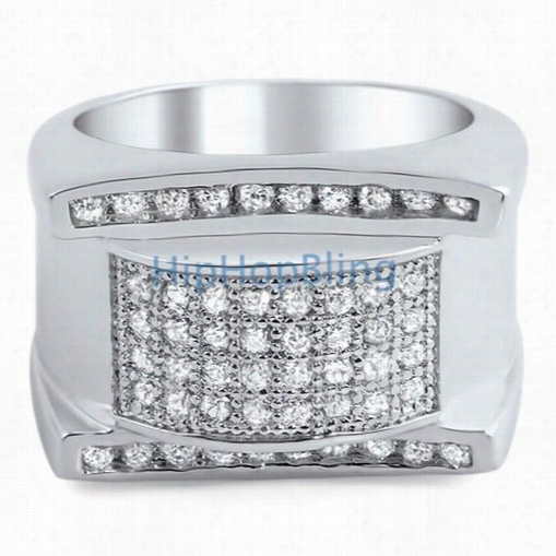 Moon Cz Micro Pave Mens Bling Bling Ring