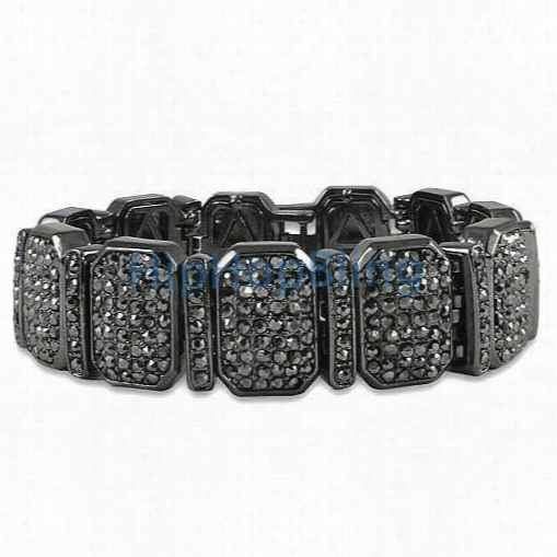 Octagon Link Black Bling Bling Bracelet