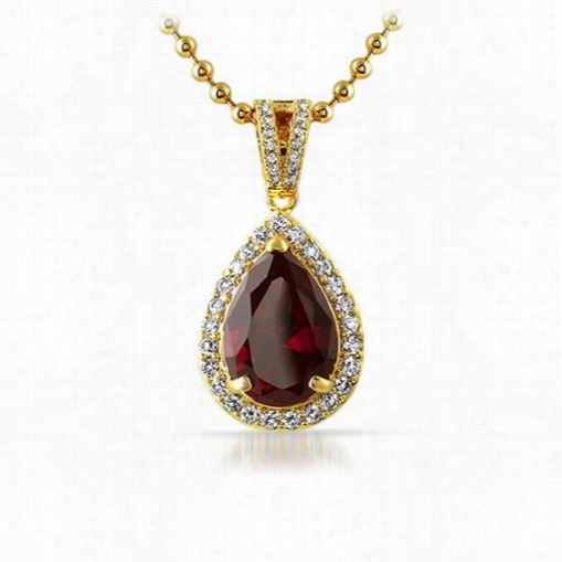 Pear Cutt Lab Ruby Gold Bling Blling Pendant