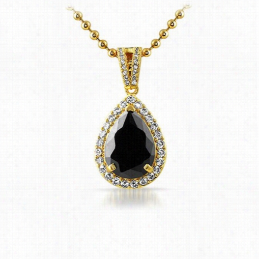 Pear Lab Black Diamond Gem Gold Iced Out Pendan