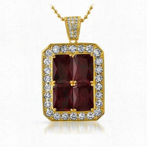 Quad Rick Ross Lab Ruby Hip Hop Pendant