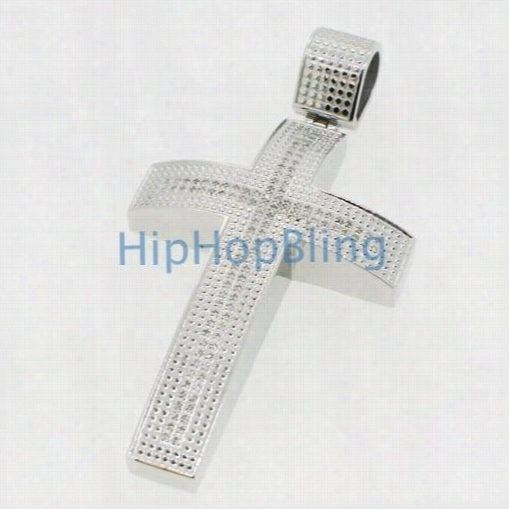 Real Diamond Hip Leap Cross 316l 1.14cttw