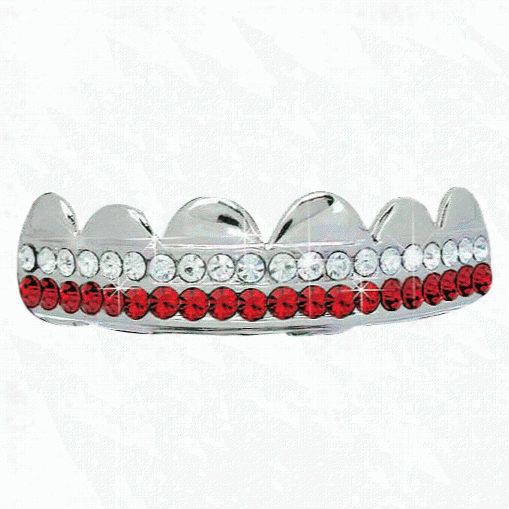 Red / White Silver Iced Uot Hip Hop Grillz