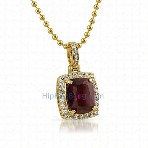 Rick Ross Stye Lab Ruby Pendan T Gold