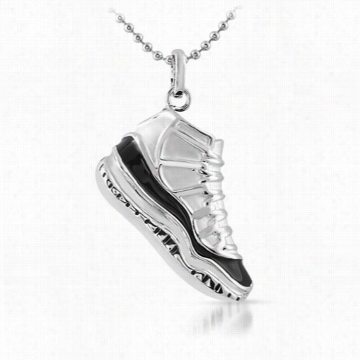 Shoe Sneaker Silver Pendant Black Trim