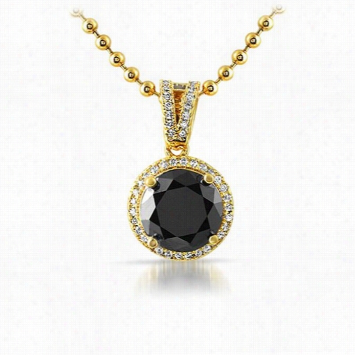 Smaller Round Cut Lav Black Diamond Bling Pendant