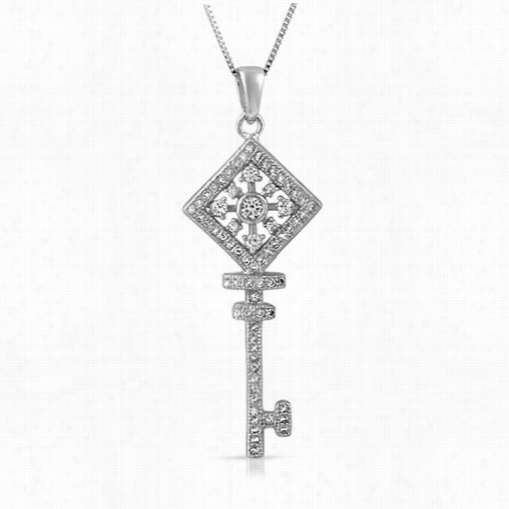 Square Whwel Key Cz .915 Sterling Silver Penddant