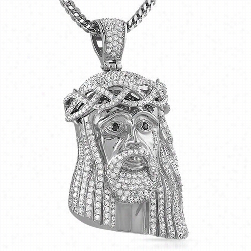 Steel Cz Large Jesus Piece Iced Out