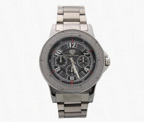 Super Techno Watch .10ct Real Diamond Black Sport Dial