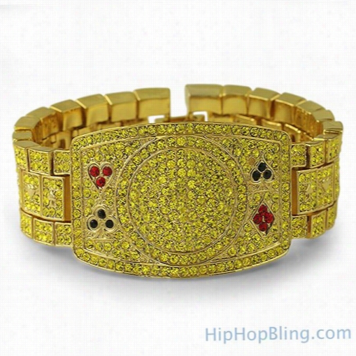 Texas Hold Em Poker Fan Lemonade Iced Out Bracelet