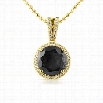 Black Round Gem Pendant .925 Silver Gold