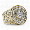 Jumbo Cluster Gold CZ Bling Bling Ring