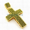 Panther Canary & Black Checkered Gold Bling Bling Cross