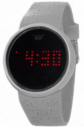 Touch Screen Digital Watch In White Techno Pave