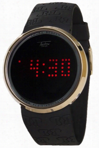 Touch Screen Gold Digital Watch Black Band