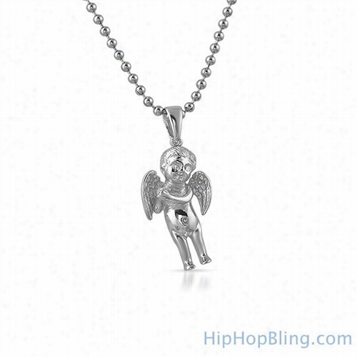 Vs Angel Diamond Eyes Cherub Silver Pendant