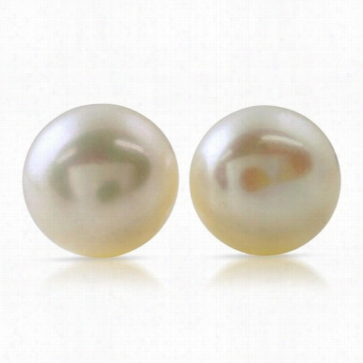 White Freshwater Pearl .9 25 Sterling Silve Rstud Earrings