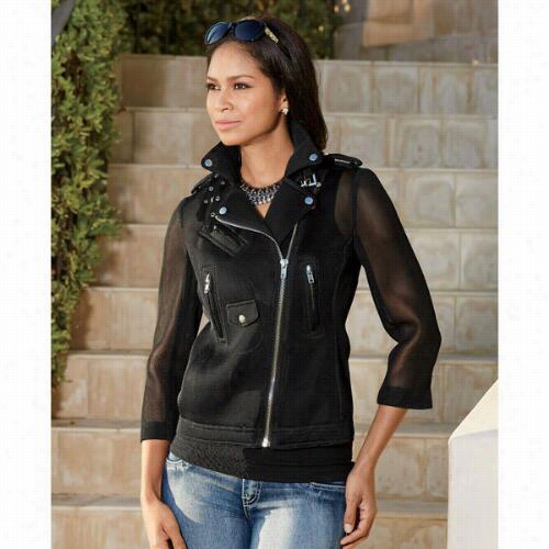 Mesh Moto Jacket By Luxe Moda By Donna Vinci