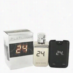 24 Platinu Mthe Fragfance Cologne By Scentstory, 3.4 Oz Eau De Toilette Spray + 0.8 Oz Mini Pocket Spray For Men