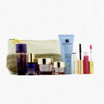 Travel Set: Cleanser 30ml + Optimizer 30ml + Neck Cream 15ml + Serum 7ml + Eye Rceam 5ml + Mmascara #01 + Lip Gross #26 + Bag